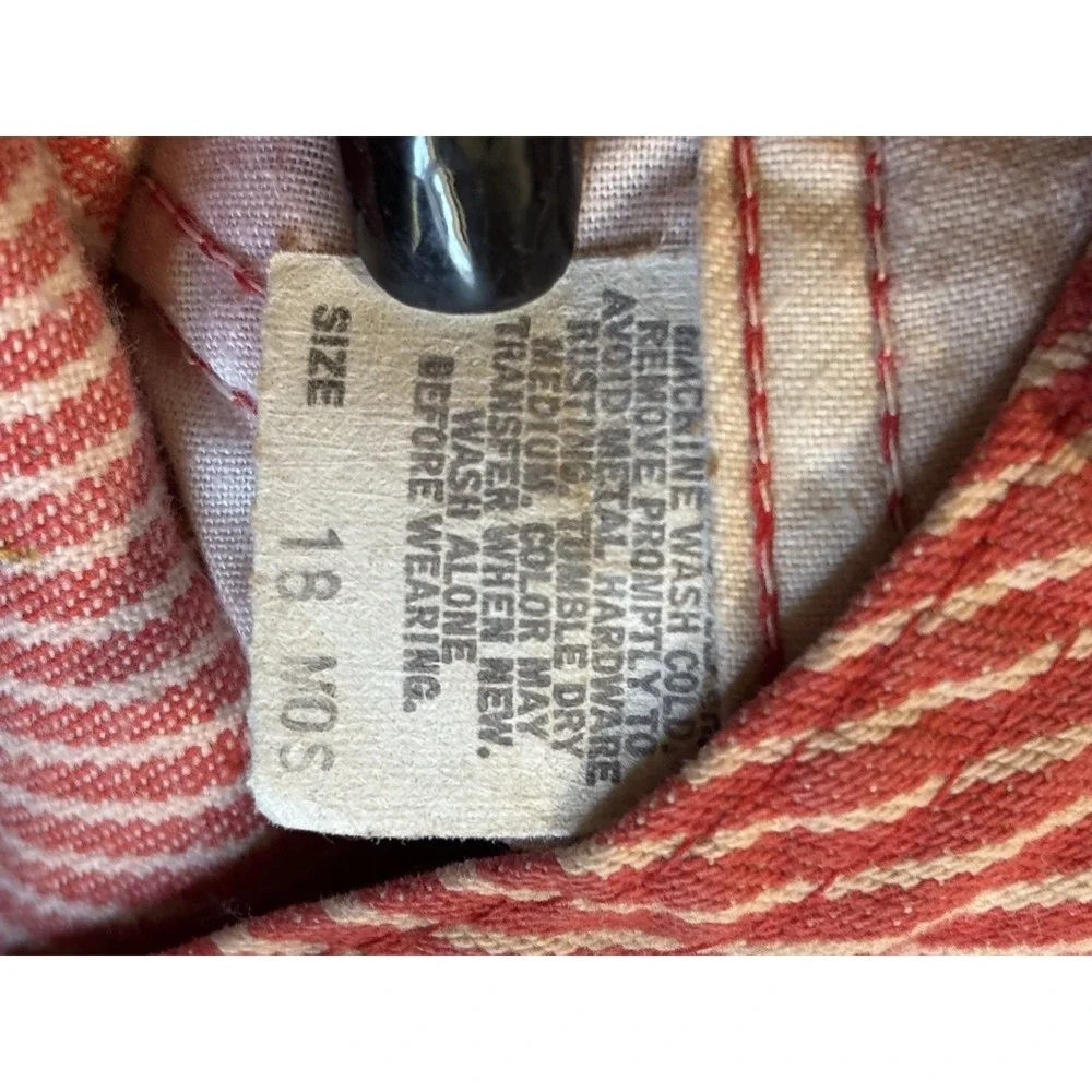 Vintage OshKosh B'gosh 18M Striped Denim Bib Overalls One-Piece Red/White